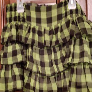 Girls/Ladies sz. S Chime ruffled plaid mini-skirt; pre-owned; smocked; zipper